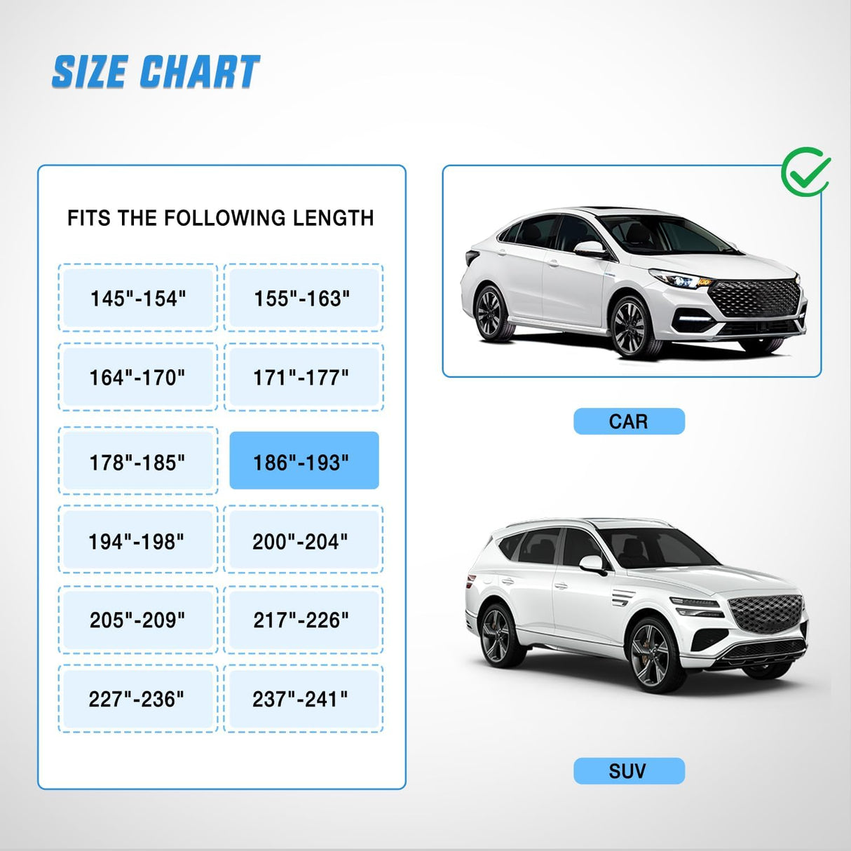 Universal Fit for Sedan-Length (186in to 193in) Car Cover UV Protection Nilight