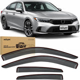 Tape-On Rain Guards for Honda Civic Sedan 2022-2026, 4PCS | Not for Hatchback, Side Window Visors for Fresh Air Circulation, Civic Sedan 2022 2023 2024 2025 2026, Smoke Tinted
