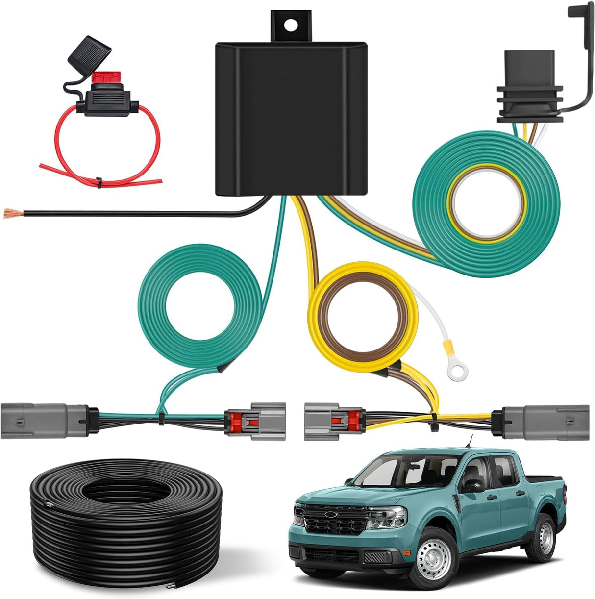 4 Pin Trailer Wiring Harness Kit 56477 Vehicle Standard 4 Way Connector Custom for 2022 2023 2024 2025 Ford Maverick Simple Fit Tow Hitch Harness