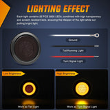 Trailer Tail Lights 2PCS 4Inch Round 32LED Smoked Amber Halo | Grommet Mount IP67 Waterproof Marker Clearance Stop Brake Turn Running Taillights for Trailer Truck Pickup Camper RV