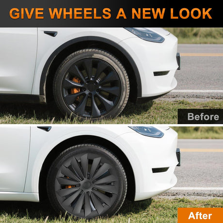 Wheel Cover Hubcaps 19 Inch for Tesla Model Y Accessories 2021 2022 2023 2024 Tesla Model Y 19 Inch Hub caps Set of 4 Rim Protector Wheel Covers Replacement Multi-Spoke Lines Style Matt Black