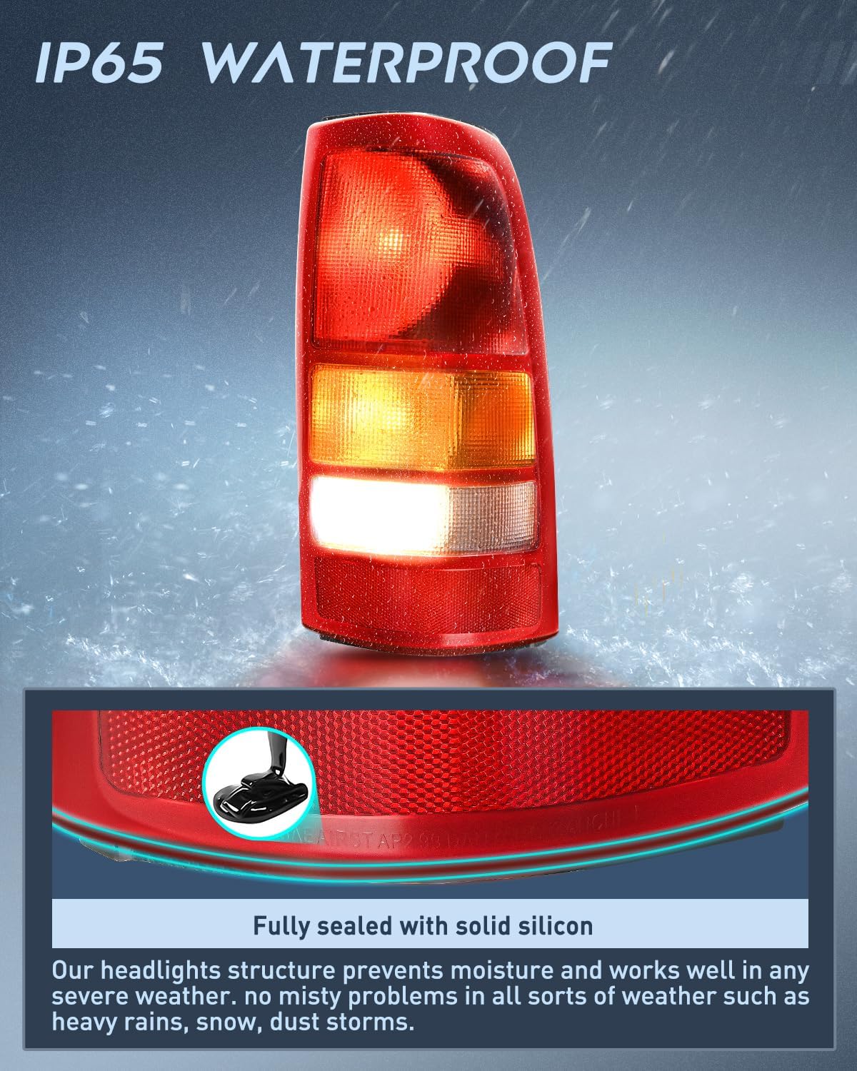 Taillight Assembly Compatible with 1999 2000 2001 2002 Chevy Silverado 1999 2000 2001 2002 2003 2004 2005 2006 GMC Sierra Tail Rear Light Fleetside OE Style Passenger Side Red Border