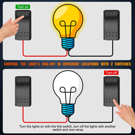 3 Way Switch On Off Toggle Rocker Control a Single Load from Two Separate Locations 12V 24V Waterproof 3-Way Switches for RV Camper Can-Am ATVs UTVs Cars Trucks
