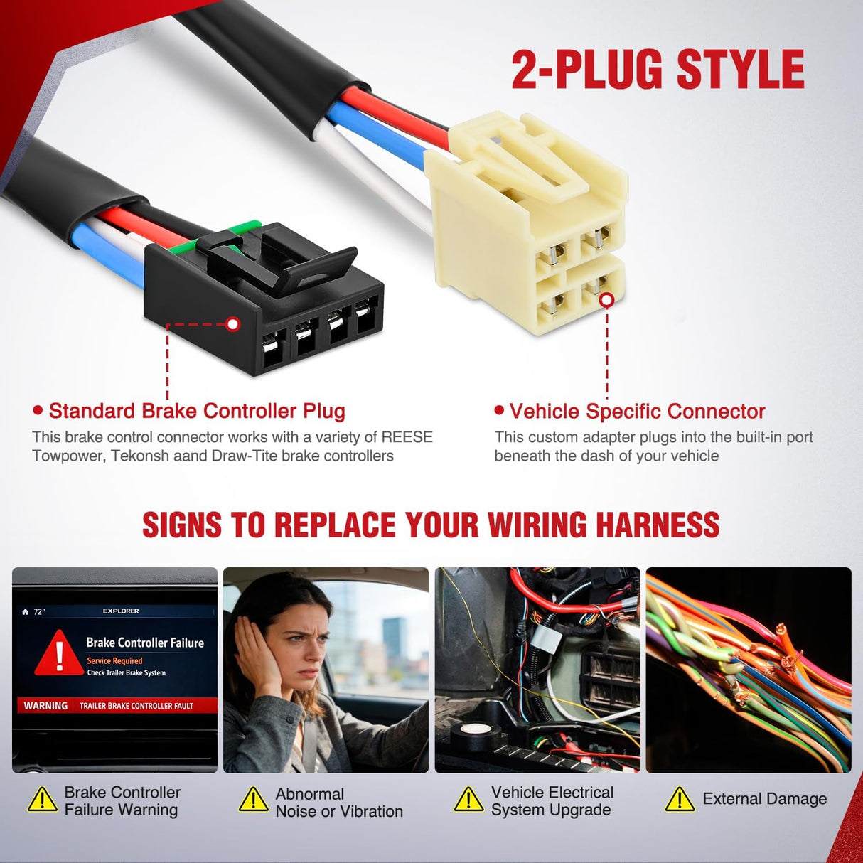 Wiring Harness Kit Brake Controller Wiring Harness Adapter for Select 2014-2020 GM Sierra and Chevrolet Silverado 1500 2500HD 3500HD GMC Yukon Chevy Suburban Tahoe Cadillac Escalade