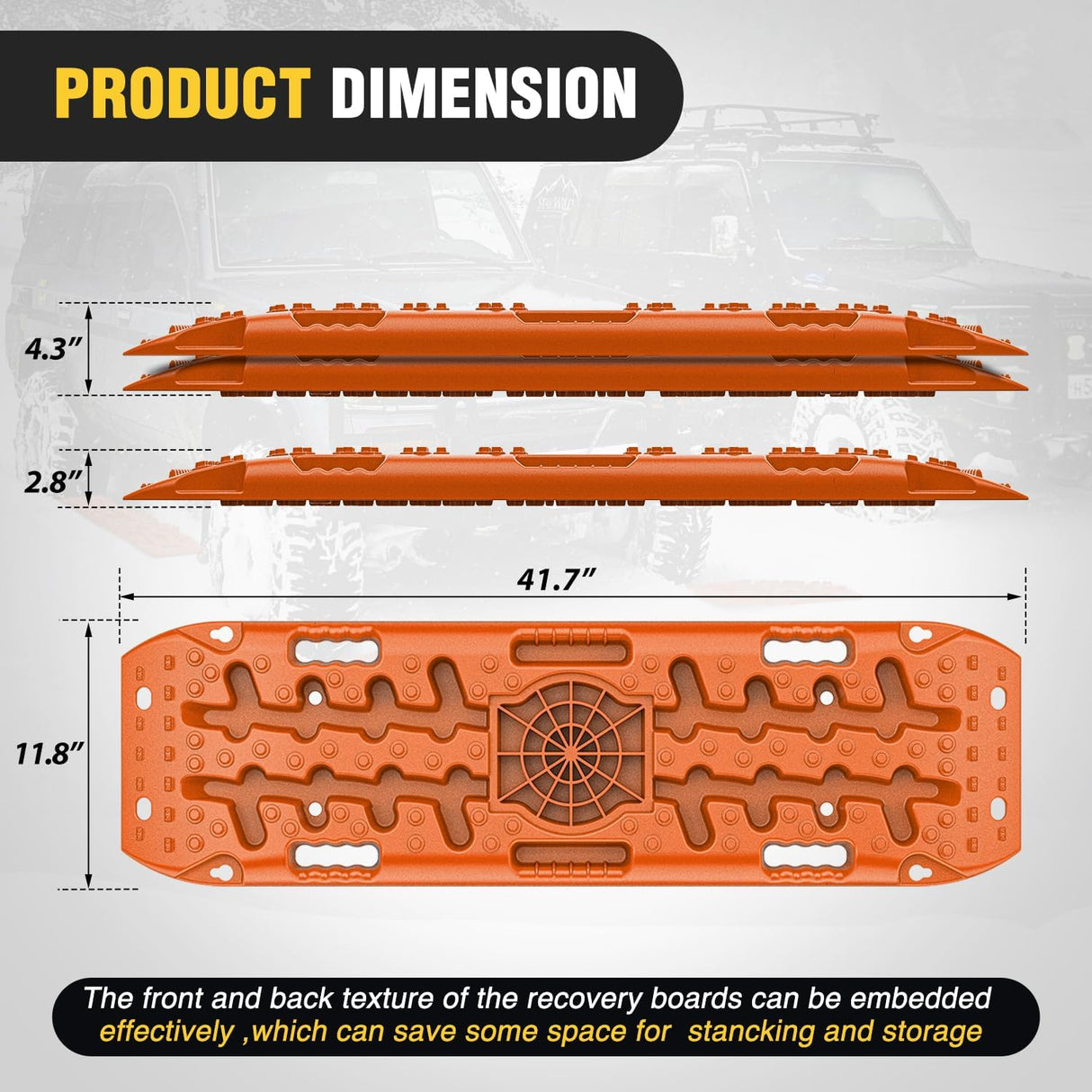 Off Road Traction Boards 4x4 Truck Jeep Recovery Tracks Mats Gear | Heavy Duty Tire Recovery Boards Mounting Kit With Round and Square Jack Lift Base for Truck Jeep SUV Mud Sand Dunes Snow
