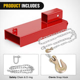 Forklift Trailer Hitch Attachment Fits 2 Inch Receiver Clamp on Pallet Fork Trailer Towing Adapter with Safety Chain & Hook Red
