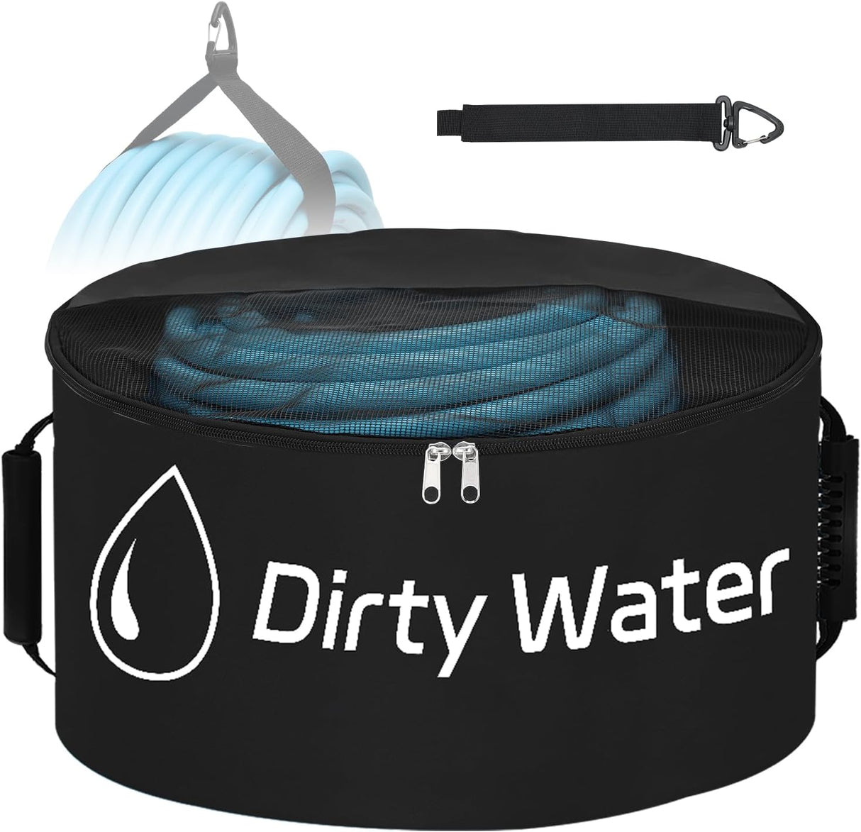 1 Pack RV Sewer Hose Storage Bag, Waterproof Utility Bag with Visible Cover Dual Zipper Closure RV Storage & Organization for Sewer Fresh Water Hoses Electrical Cords Camper Tools Accessories