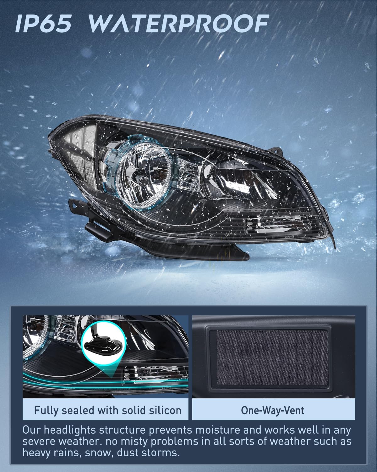 Headlight Assembly Compatible with 2008-2012 Chevy Malibu | 2008-2012 Chevy Malibu 4 Door Halogen Factory Headlamp Black Housing Clear Reflector Headlamp