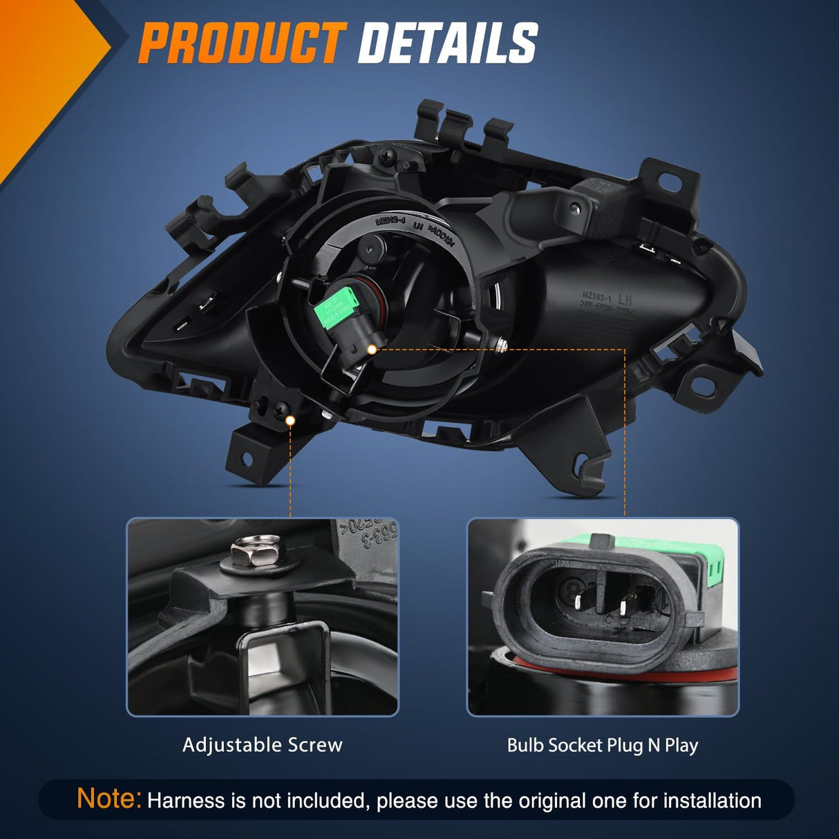 Fog Lights Assembly Compatible with 2013 2014 2015 MAZDA 6 Clear Lens Driver and Passenger Side H11 12V 55W Bulbs