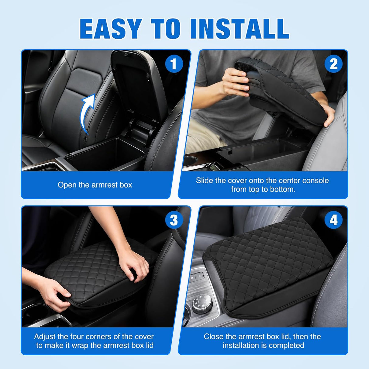 Center Console Cover for Nissan Pathfinder 2022-2026 Armrest Cover | for Pathfinder 2022 23 24 25 2026 Accessories Nappa Leather Middle Console Cushion Waterproof Anti-Scratch Arm Rest Pad Black