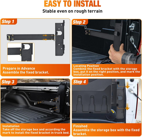 Truck Bed Tool Box Right Passenger Side Truck Tool Box Fit for Toyota Tundra 2007-2021 ABS Swing Case Truck Bed Storage Box with Lockable Lid Waterproof Wheel Well Toolbox Black