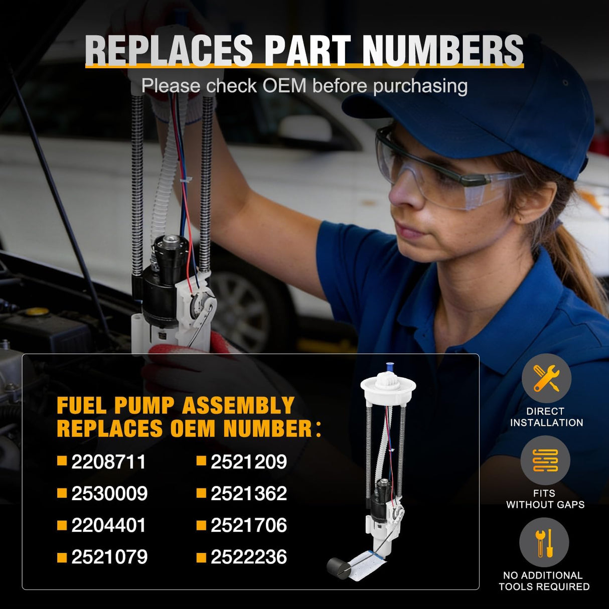 Fuel Pump Assembly for Polaris Ranger 570 Sportsman 850 2011-2023 | Replaces # 2204401 2208711 for Scrambler 850 2013 14 15 2016-2019 Automotive Replacement Electric Fuel Pumps Module Assembly