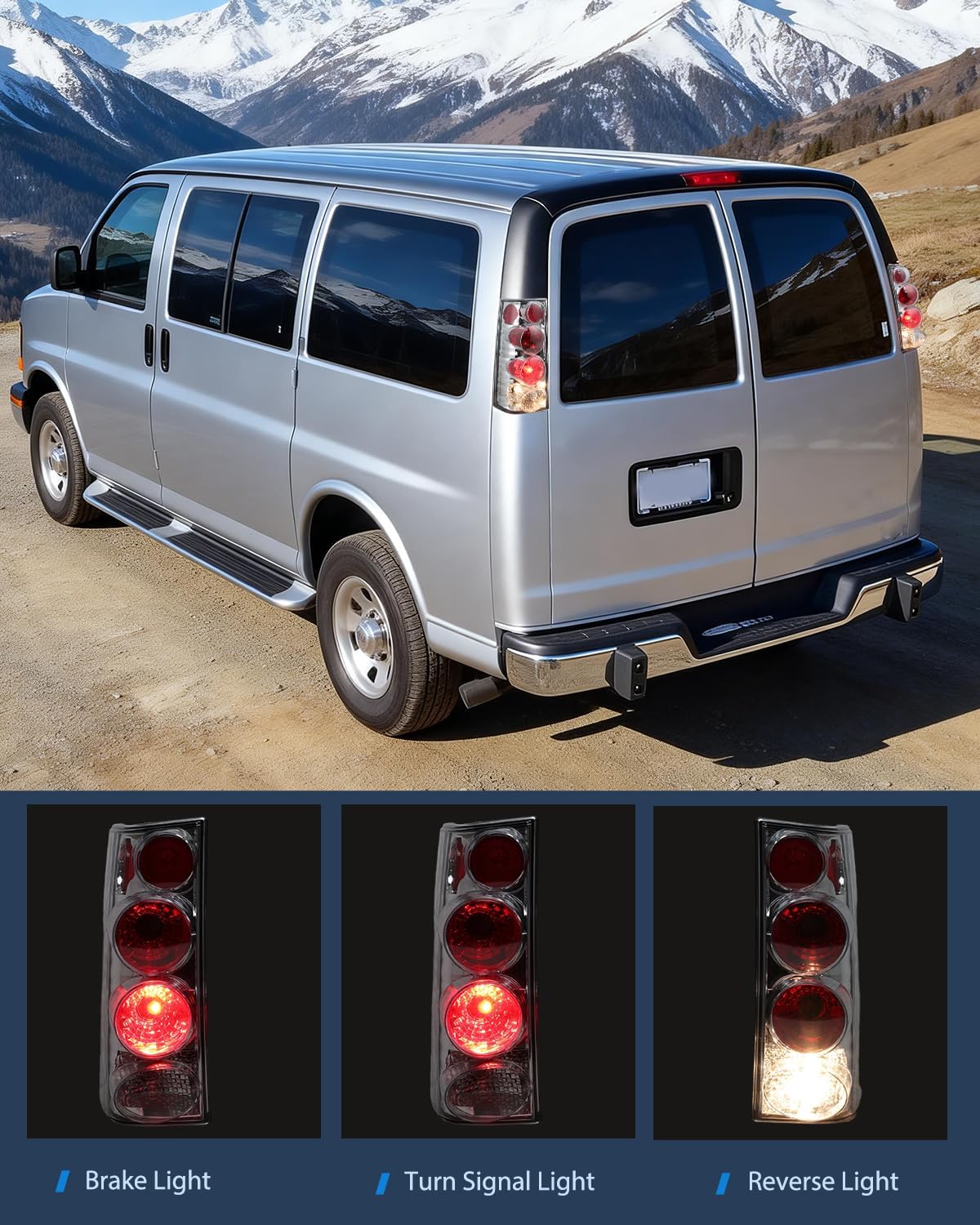 Taillight Assembly Compatible with 2003 2004 2005 2006 2007 2008 2009 2010 2011 2012 2013 2014 Chevy Express GMC Savana 1500 2003-2023 Chevrolet Express GMC Savana 2500 3500 Rear Tail Light