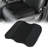 Car Seat Cushion Black Leather Breathable Mesh Splicing Cushion Memory Foam Suitable for Daily Life Driving Relieves Sciatica and Tialbone Pain Improves Drive Visibility