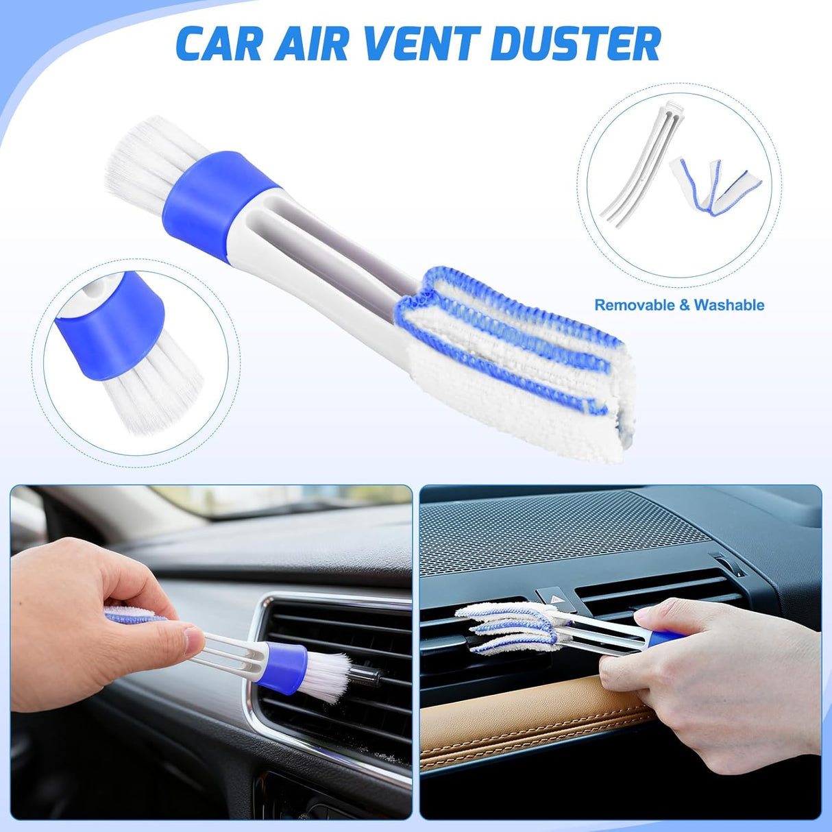 15PCS Car Detailing Kit Auto Cleaning Tools Wash Set with Storage Carry Bag Beginners Easy to Use for Interior Exterior Car Care Clean Windshield Dashboard Seat Air Vents Wheels Tires, Blue
