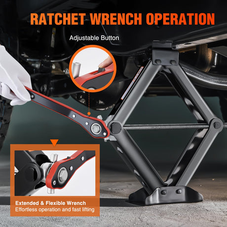 Scissor Jack Kit for Car 1.5 Ton(3307 lbs), Heavy Duty Portable Steel Scissor Lift Jack Car Tire Changing Kit with Ratchet & Lug Wrench for Sedan SUV MPV, 3.9 Inch-13.6 Inch Lifting Range, Black