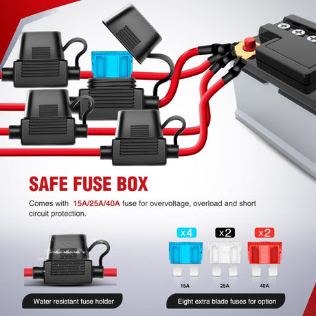 16AWG 14AWG 12AWG LED Light Bar Wiring Harness Kit 12V On/Off 4 Gang Rocker Switch Panel Power Relay Blade Fuse 5Pin Toggle Switches for Cars Boat ATV Trucks-8 Leads