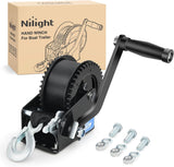 Boat Trailer Winch 2000 Lbs Hand Crank Winch Heavy Duty Boat Winches with 23Ft Strap Rope Hook 2-Way Ratchet 4:1 Gear Portable Marine Manual Winch for Trailers Boats RV ATV Jet Ski Towing
