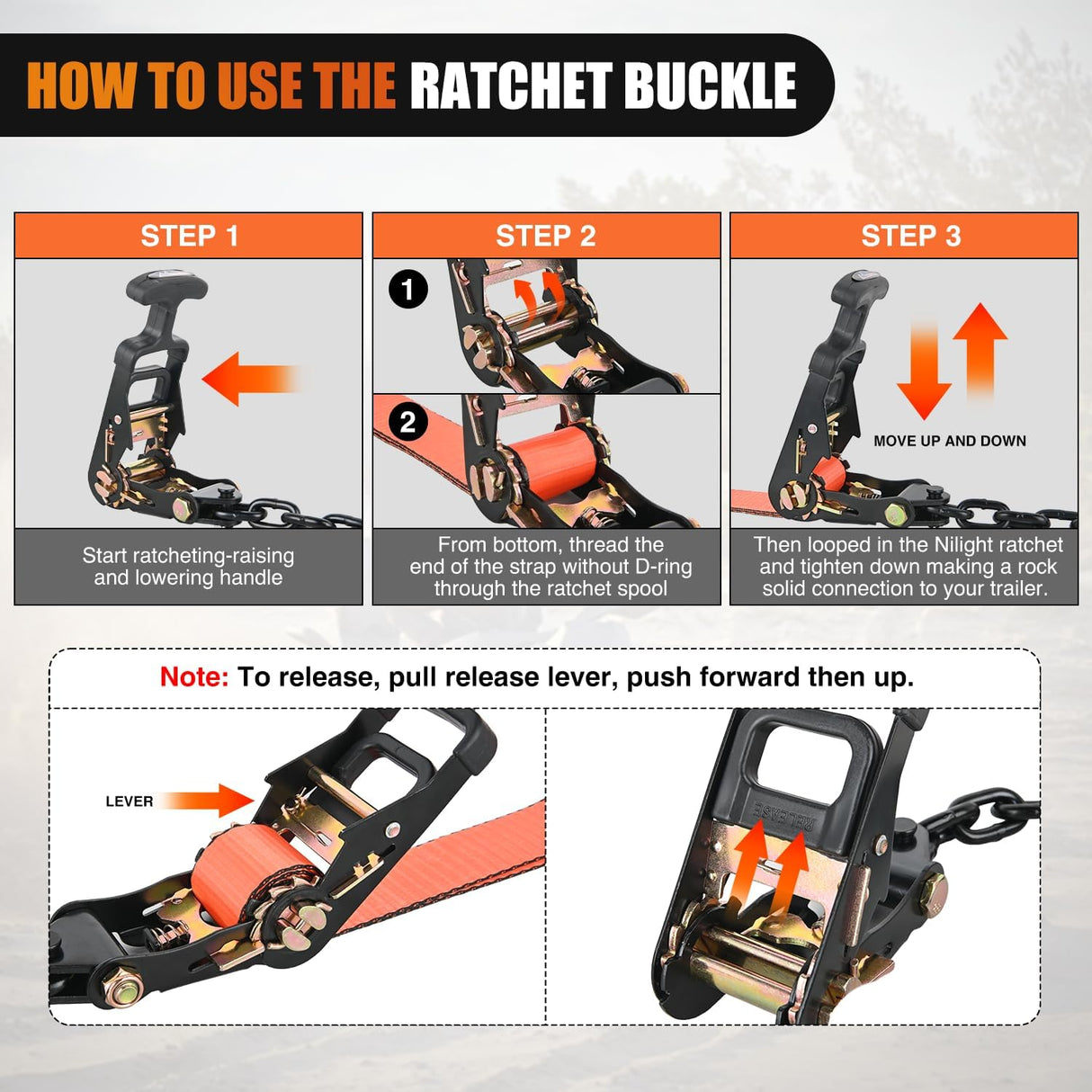 Car Tie Down Straps with Chain Hook Anchors 4 Pack Adjustable Wheel Straps 2 Inch x 96 Inch Lasso Style 3,674 lbs Safe Working Load Comes with Bag for Truck Cars UTV Orange