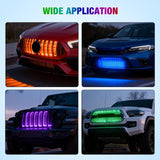 4PCS 12 Inch RGB LED Grille Light Strips with APP & Remote Control | 72 LEDs Multi Color Exterior Lighting Kit DIY Sound Active Function Music Mode for Cars Van SUV Truck