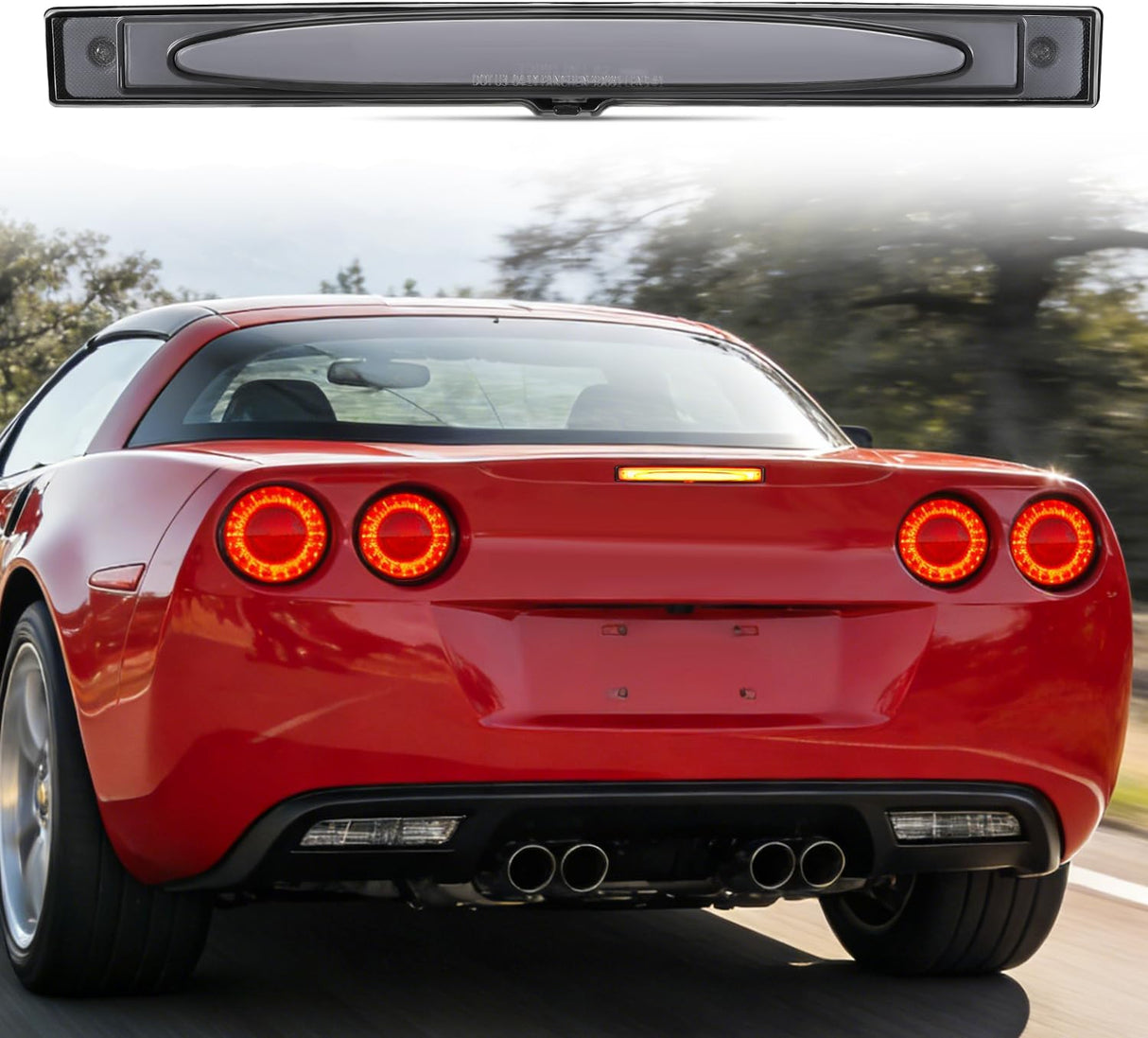 Third Brake Light for Chevy Corvette C6 2005-2013, Smoked Lens | for Chevy Corvette C6 2005 2006 2007 2008 2009 2010 2011 2012 2013, High Mount 3rd Stop Car Rear Center Cab LED Lamp