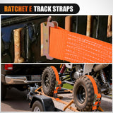 E-Track Ratchet Straps 8 Pack 2 Inch x 15 Inch  Orange | Heavy Duty Cargo Tie-Downs 4400 lbs Breaking Strength Standard E Track accessories Fit for Cargo Vans Trucks Trailers