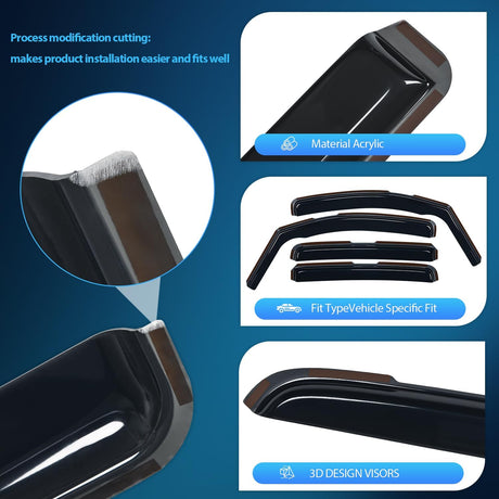 in Channel Window Deflectors for Chevrolet (Chevy) Trax 2014 2015 2016 2017 2018 2019 2020 2021 2022, Buick Encore 2013-2022 Window Rain Guards, Keep Rain Out & Reduce Wind Noise-4PCS