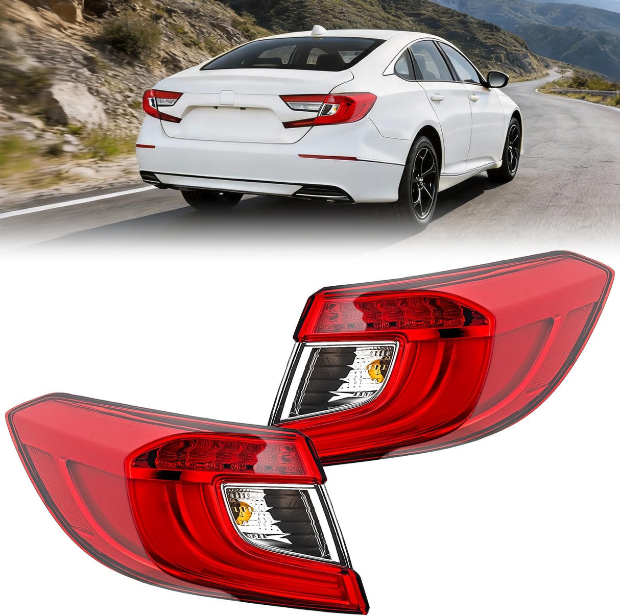 Taillight Assembly Compatible with 2018 2019 2020 2021 2022 Honda Accord Sedan 4-Door Tail Light OE Style Rear Outer Lamp Replacement Driver and Passenger Side