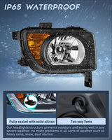 Headlight Assembly Compatible with 2003 2004 2005 2006 Honda Element OE Style Replacement Halogen Headlights Black Housing Amber Reflector Headlamp Passenger and Driver Side