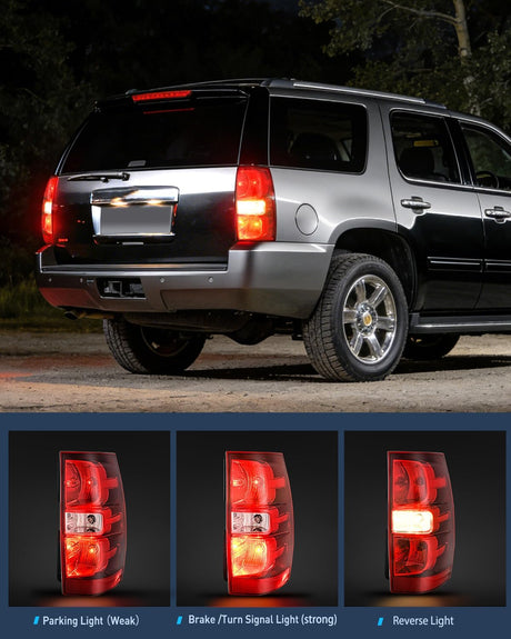 Taillight Assembly Compatible With 2007 2008 2009 2010 2011 2012 2013 2014 Chevy Chevrolet Tahoe Suburban Tail Lights Rear Lamps Replacement Driver and Passenger Side Red