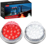 Dual Color Watermelon Light 2PCS 17 LED Red White Marker Lights | Stainless Bezel Side Marker Clearance Stop Brake 4 Pin IP68 Waterproof Fits Trailers Trucks Campers RVs ATVs UTVs Boats