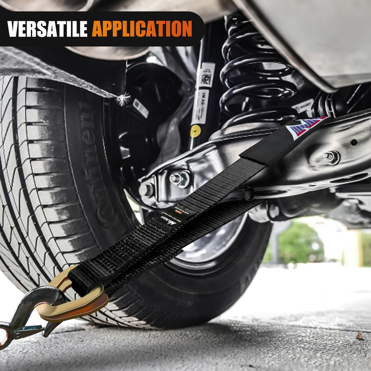 2 Inch x 38 Inch Axle Tie Down Straps with D-Rings & Protective Sleeves | 11,127 LBS Break Strength for Car Haulers Engine Hoists Trucks Trailers and UTVs 4 Pack Black