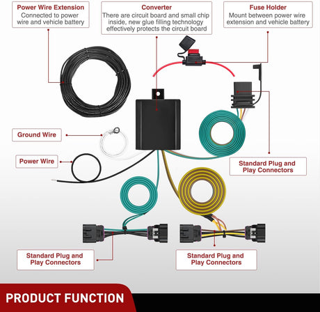 4 Pin Trailer Wiring Harness Kit 56336 Vehicle Standard 4 Way Connector Custom for 2014 2015 2016 2017 2018 2019 2020 2021 2022 2023 2024 2025 Dodge Durango Simple Fit Tow Hitch
