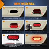 6 Inch Oval Red 24Leds Trailer Tail Lights (Pair) Nilight