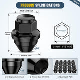 20PCS M14x1.5 Lug Nuts Compatible with 2015-2023 Ford Mustang/Edge | for 2020-2023 Explorer 2022-2023 Maverick One-Piece Solid Black Steel OEM Factory Wheel Nuts Replace