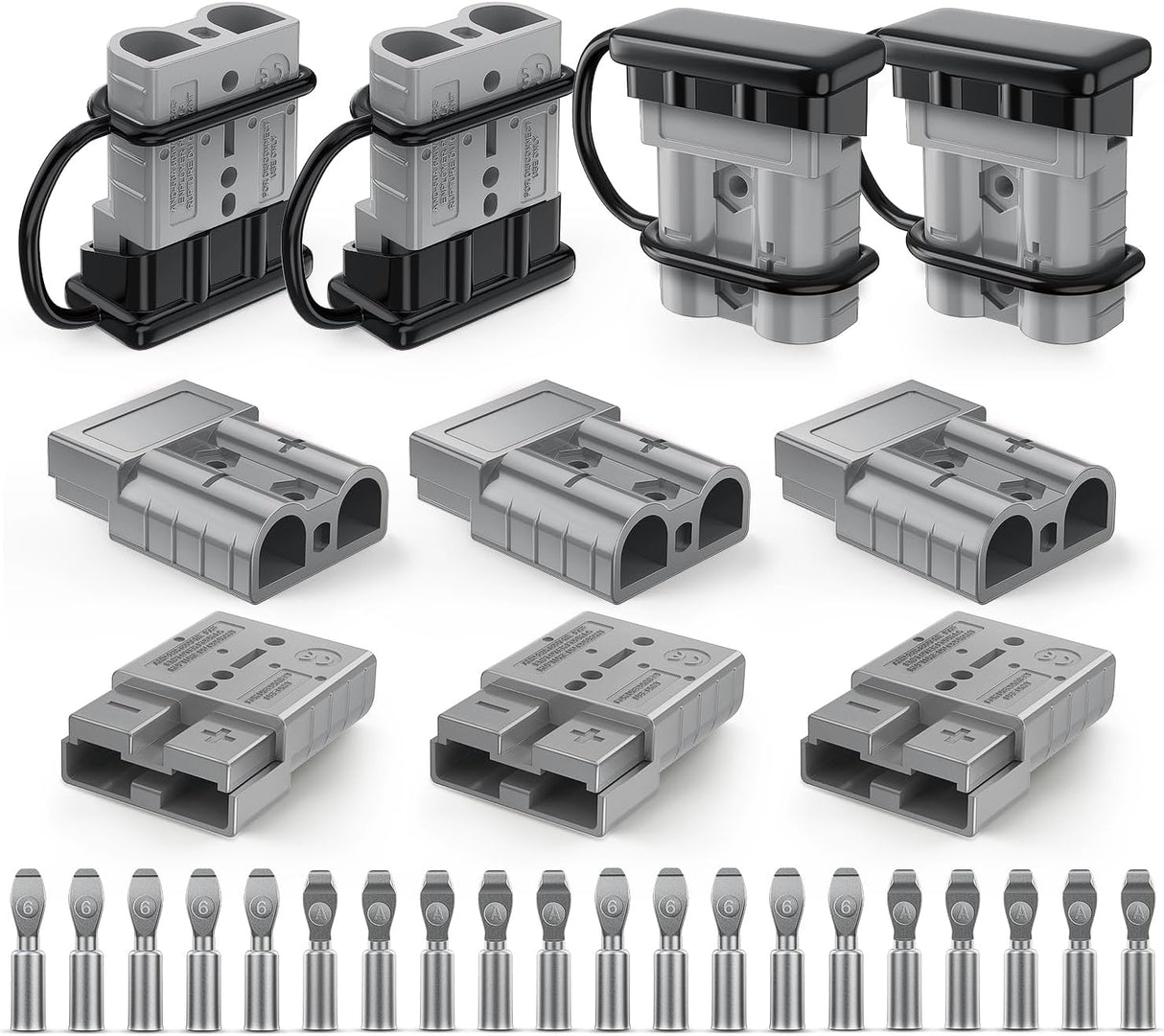 Anderson Connector 50AMP 6AWG Anderson Plug 12V-36V Battery Quick Connect/Disconnect Wire Harness Plugs Connectors Kit for 6 Gauge Cables Car Marine Trailer Towing Winch Motor, 10 Pack Grey