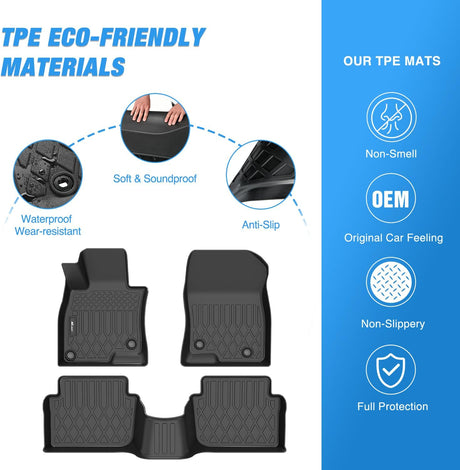 TPE Floor Mats for Mazda 3 2014 2015 2016 2017 2018, All Weather Custom Fit Heavy Duty Floor Liners