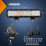 LED Light Bar 12 Inch 72W Spot Flood Combo Amber Beam Off Road Lamp Fishing Hunting Emergency Deck Work Lighting for Trucks UTV Pick-up Van Boat Tractor
