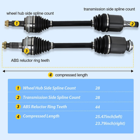 CV Axle Shaft Assembly Compatible with 2006 2007 2008 2009 Ford Fusion Mercury Milan L4 2.3L 2003-2008 Mazda 6 2.3L Half-Shaft Assemblies Replacement Front Wheel Driver and Passenger Side