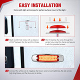 6.3 Inch Amber Red Rectangle Side Marker Light with High Low Strobe | 12 LED IP67 Waterproof Chrome Bezel 12V Surface Mount Marker & Clearance Light Fits Pickup Trucks Trailers RVs Boats,20 Pack