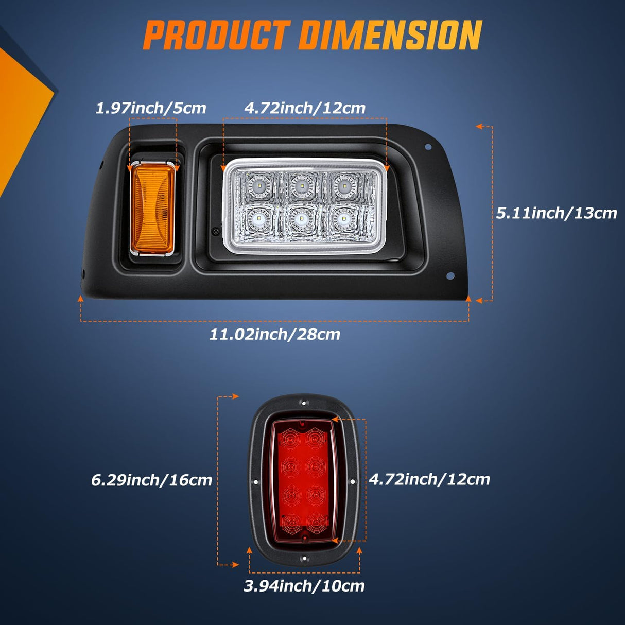Golf Cart LED Headlight Tail Light Kit with Stop Brake Turn Signals Running Lights Horn 12V for 1993-Up Club Car DS Electric Carts