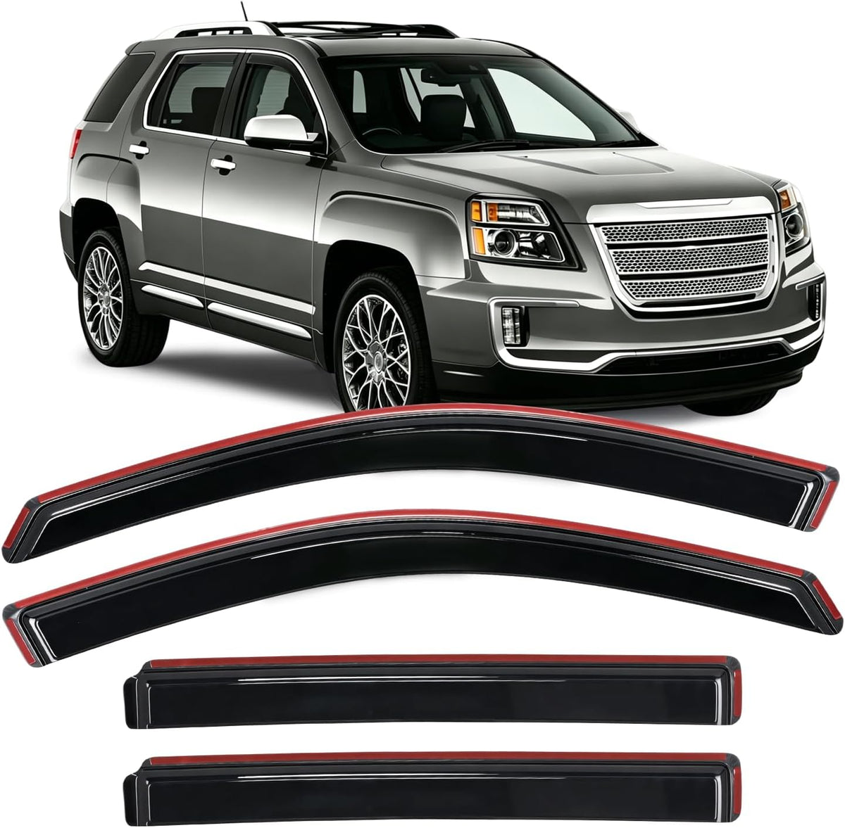 in-Channel Rain Guards for GMC Terrain 2010-2017, 4PCS | Window Deflectors Window Visors for Fresh Air Circulation, GMC Terrain 2010 2011 2012 2013 2014 2015 2016 2017, Smoke Tinted