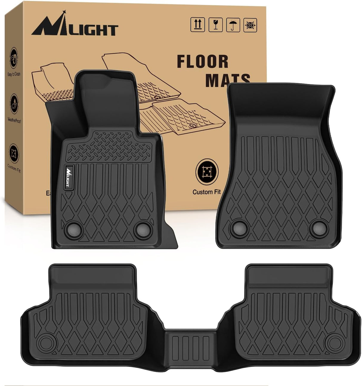 TPE Floor Mats for BMW 5 Series G30 520i 530e 530i 535i 540i 540d 550i 2017 2018 2019 2020 2021 2022 2023, All Weather Custom Fit Heavy Duty Floor Liners