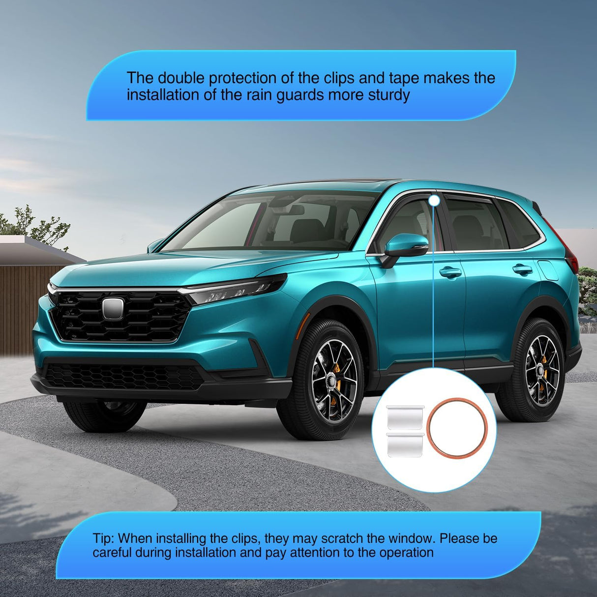 in Channel Rain Guard for Honda CR-V (CRV) 2023 2024 2025 2026, Window Deflectors Window Visors Rain Sun Wind Guards Shade Deflectors for Cars, Smoke Tinted, 4PCS