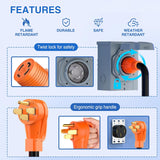 NEMA 14-50P to L14-30R Generator Transfer Switch Adapter 240V/120V 50 Amp Male to 30 Amp Female Twist Lock 4 Prong Generator Plug Pure Copper Heavy Duty 10 AWG ETL Listed for Power Backup