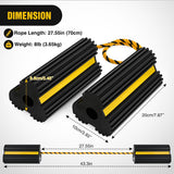 Wheel Chocks RV Car Heavy Duty Rubber Tire Chock Blocks Stopper Yellow Reflective Strips Stabilizer 2 Pack with Rope for RVs Cars Travel Trailers Campers Trucks Motorcycle Accessories Parking