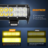 LED Light Bar 12 Inch 72W Spot Flood Combo Yellow Beam Off Road Lamp Fishing Hunting Emergency Deck Work Lighting for Trucks UTV Pick-up Van Boat Tractor