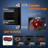 Flush Mount LED Light Pods 2 PCS 42 W Red Upgraded Spot Flood Combo Bumper Driving Fog Lights Fishing Hunting Emergency Safety Signal Light for UTV Pickup Van Boat Tractor