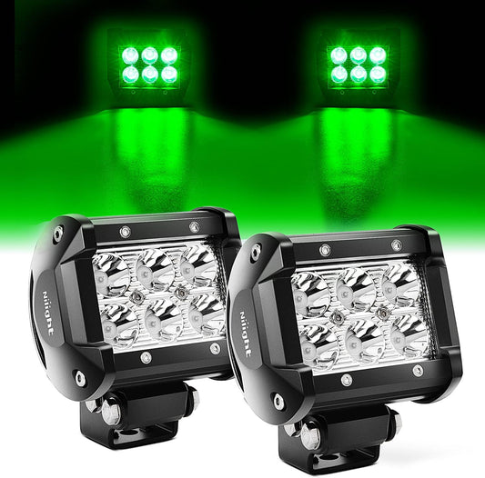 4" 18W 1260LM Double Row Green Spot LED Pods (Pair) Nilight