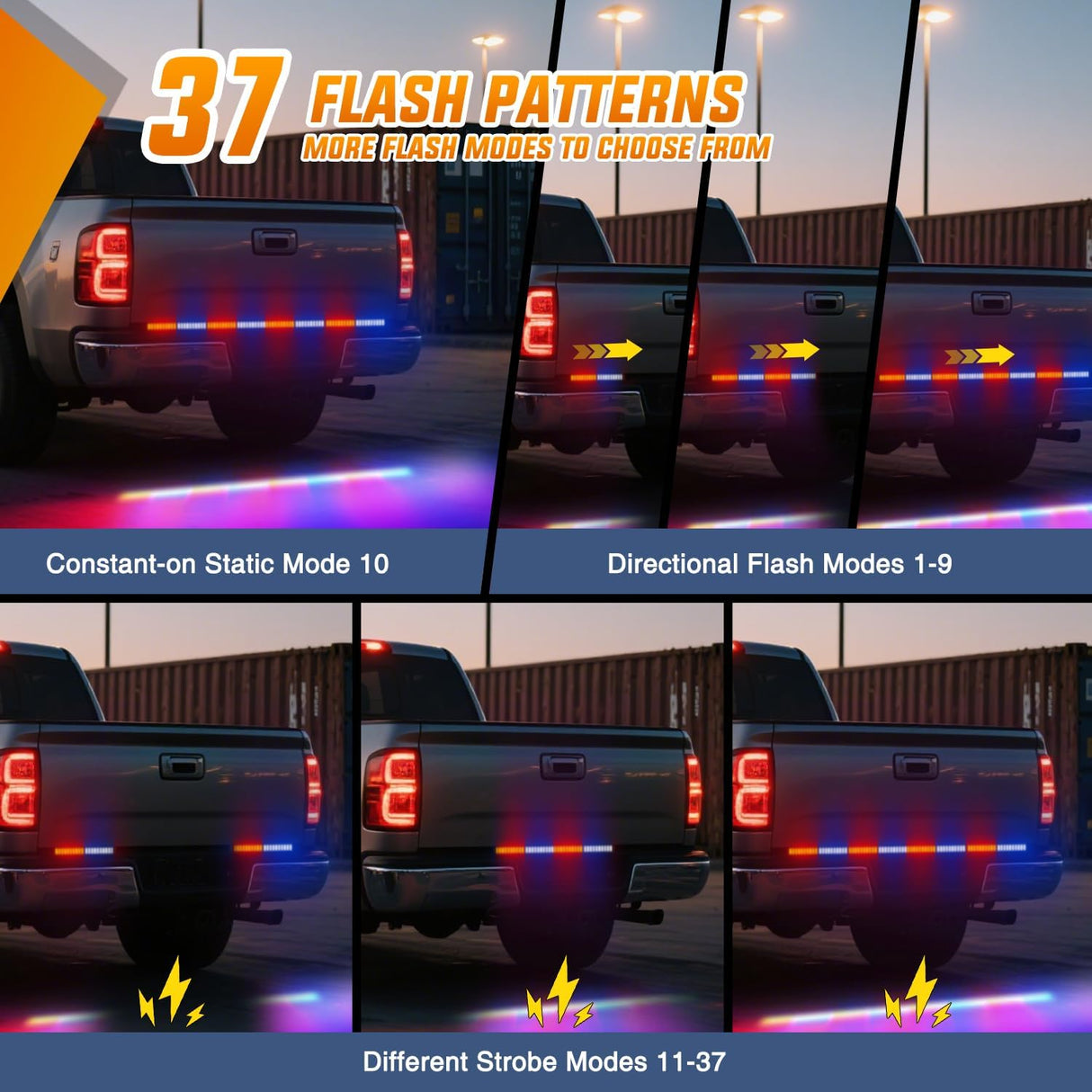 60 Inch Emergency Strobe Light Strips with Controller Red Blue | 384LED Flashing Warning Hazard Safety for Rear Window Tailgate on Truck Trailer Construction Plow Pickup Tow SUV Vehicles
